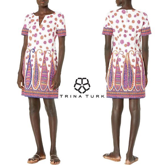 TRINA TURK Museum Floral & Paisley Shift Dress - Picture 1 of 10